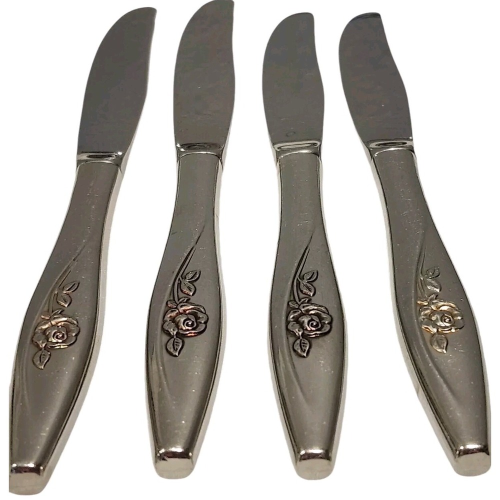 Oneida LASTING‎ ROSE Set of 4 Dinner Knives Oneidacraft Stainless Flatware